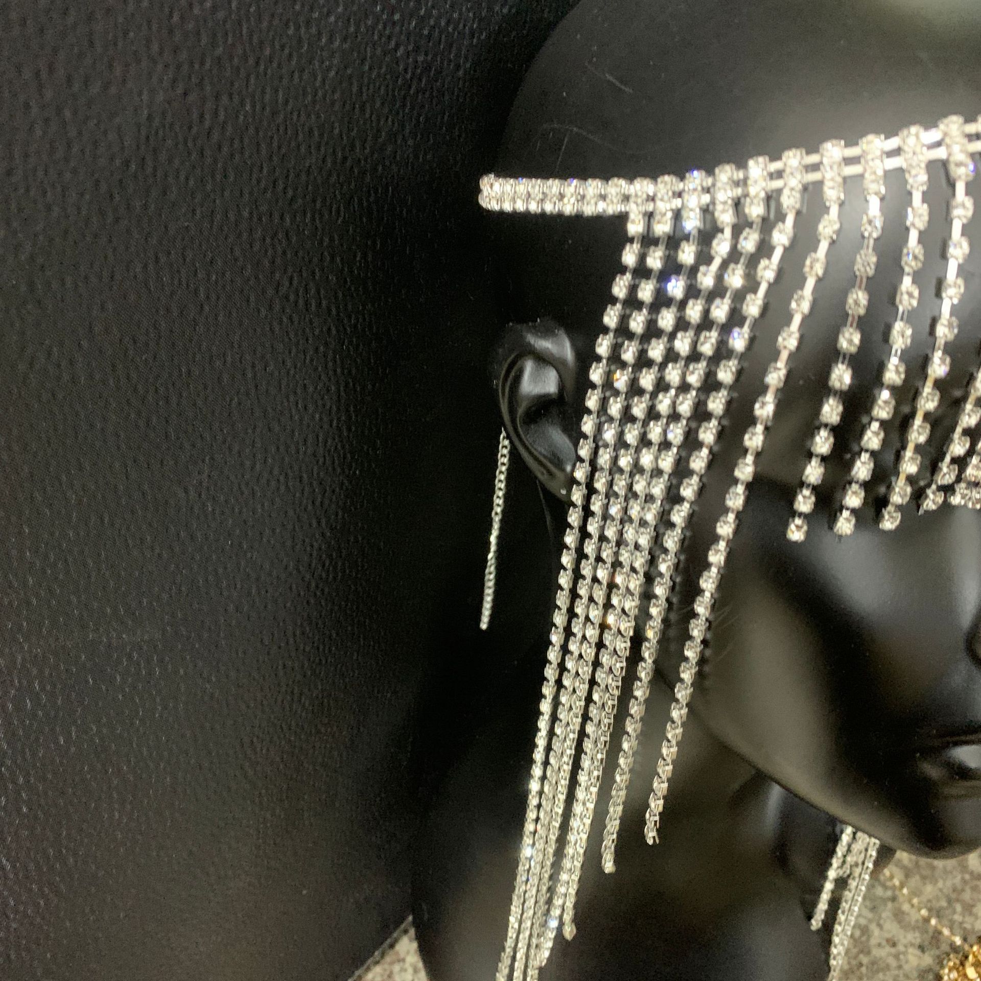 Wedding Hair Accessory Luxury Crystal Rhinestone Head Chain With Fringe Design